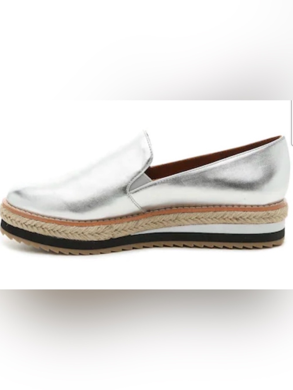 Crown Vintage Metallic Silver Women's Slip-On Espadrille Flats size 8